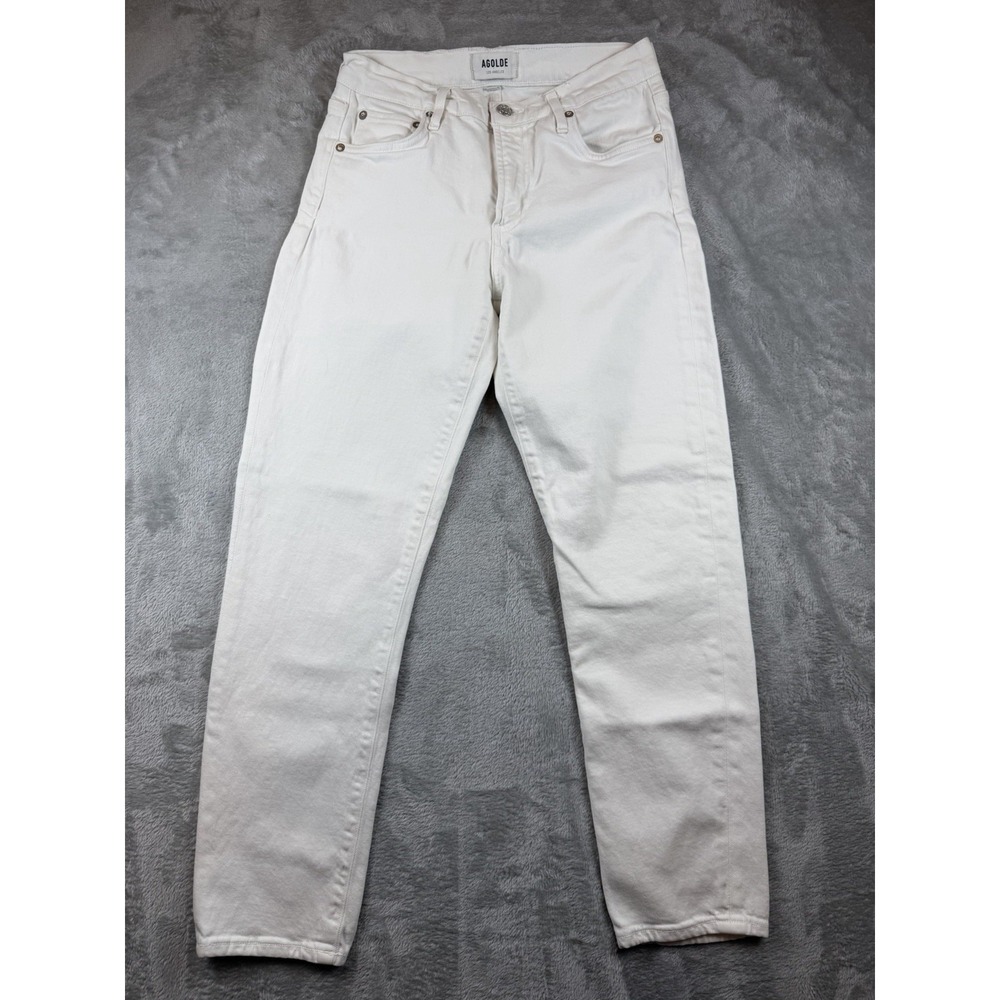 AGOLDE Toni Jeans Women's 27 Mid-Rise White-Off Wh Stretch Cropped Straight Leg